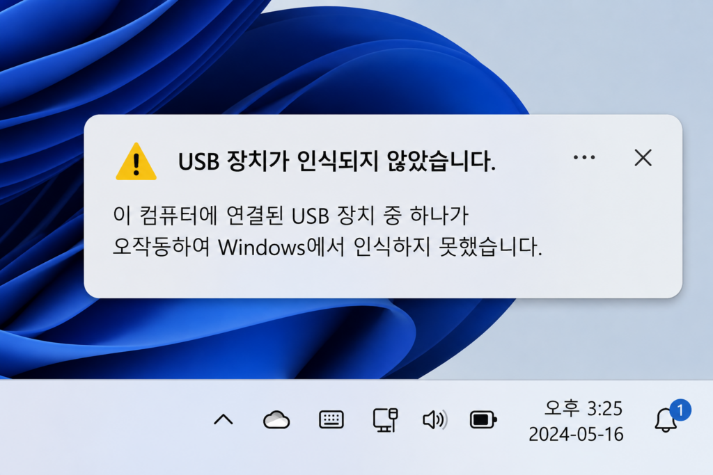 Windows 11 USB 장치 인식되지 않음 오류
