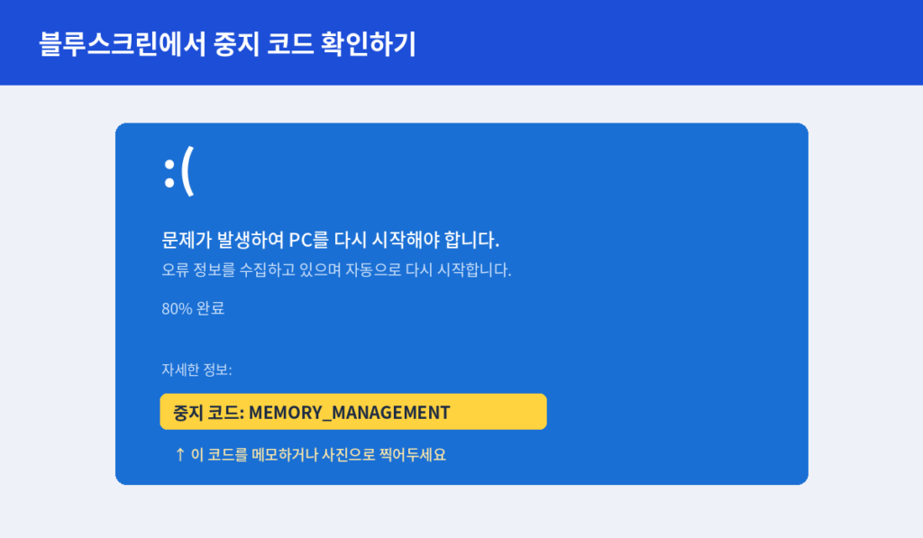블루스크린에서 중지 코드 확인