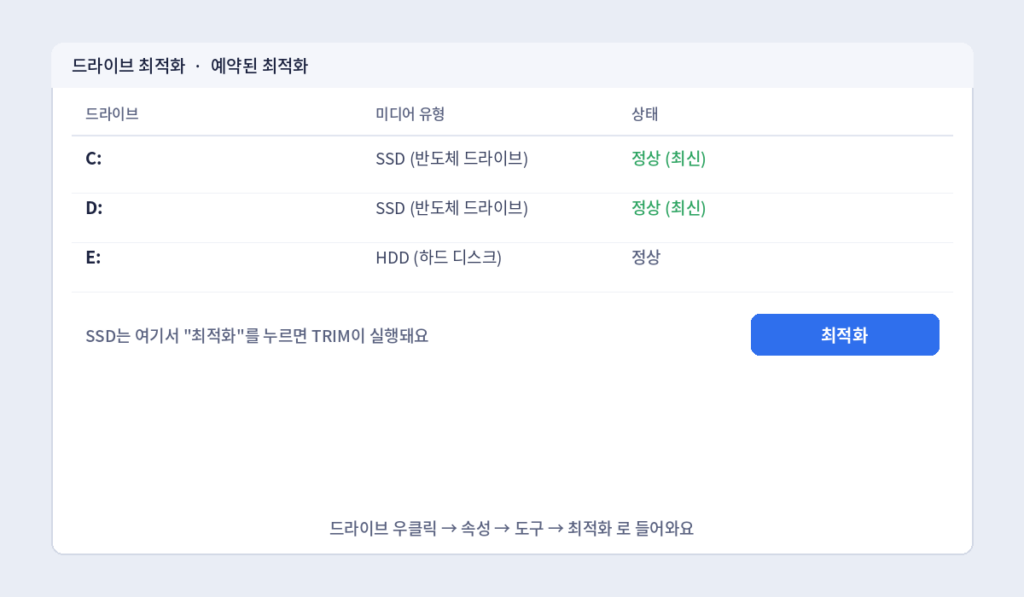 드라이브 최적화 화면