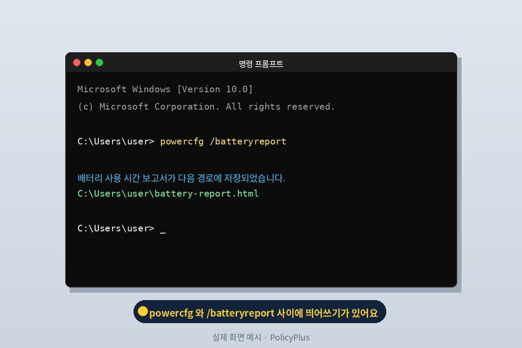 명령 프롬프트 입력 화면