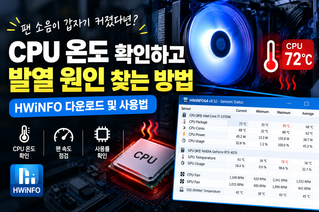 컴퓨터 팬 소음이 갑자기 커졌다면? CPU 온도 확인하고 발열 원인 찾는 방법